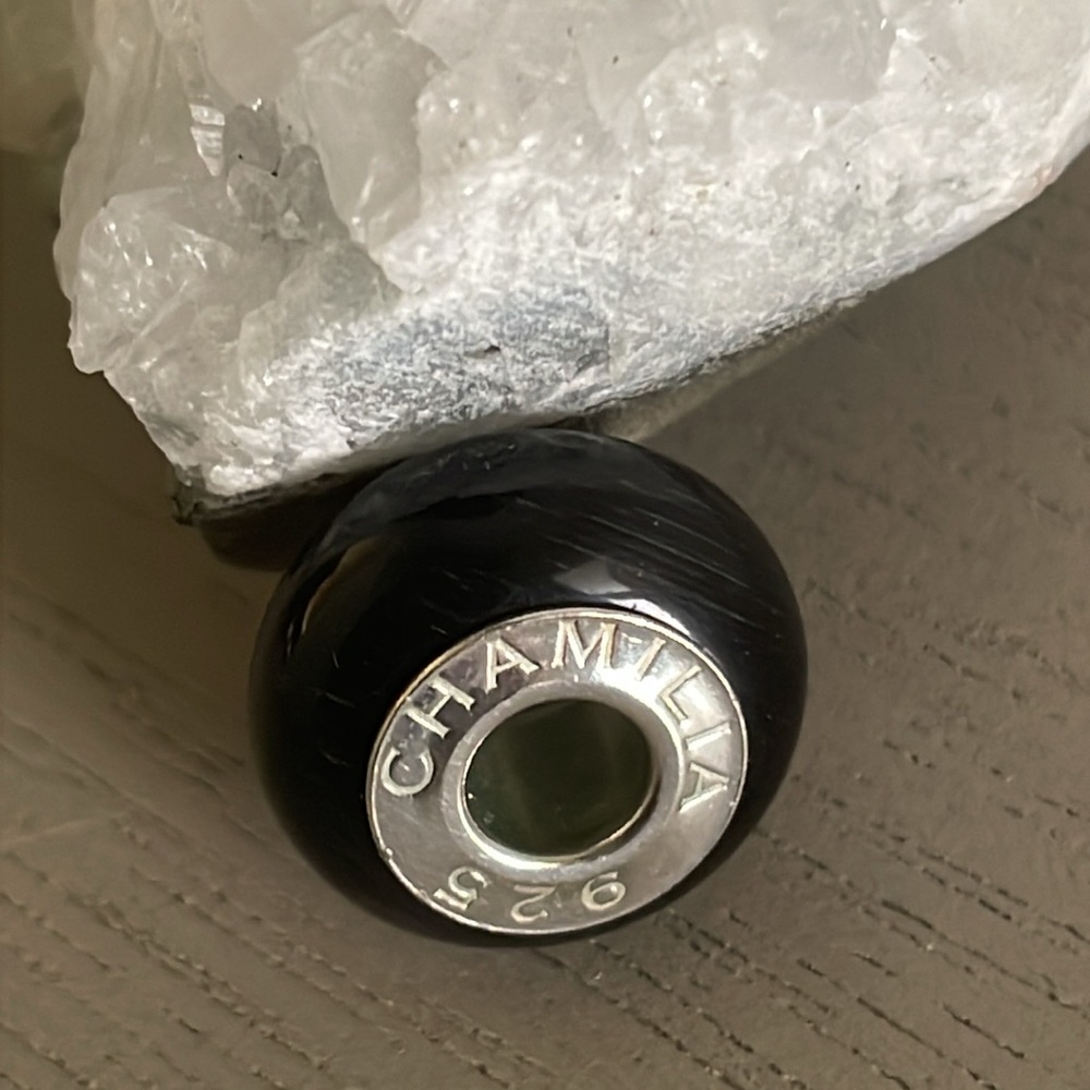 Chamilia Black Murano Glass & Sterling Silver Charm
